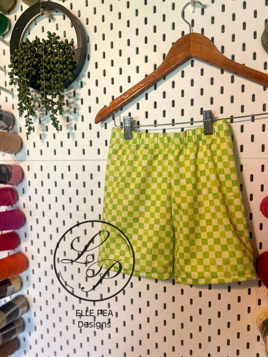 Reef Surf Shorts Lime Green Checks (Youth) Made To Order (Copy)