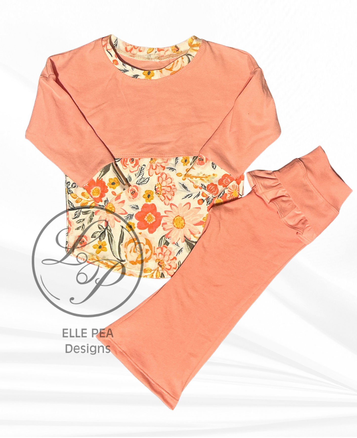 Floral Dolman and Ruffle Bottom Flares - 12M