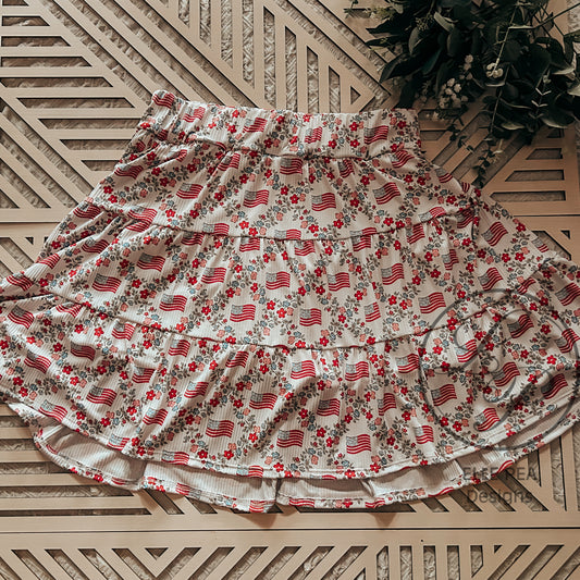 Tiered Skort Floral Flag (Adult) Made To Order