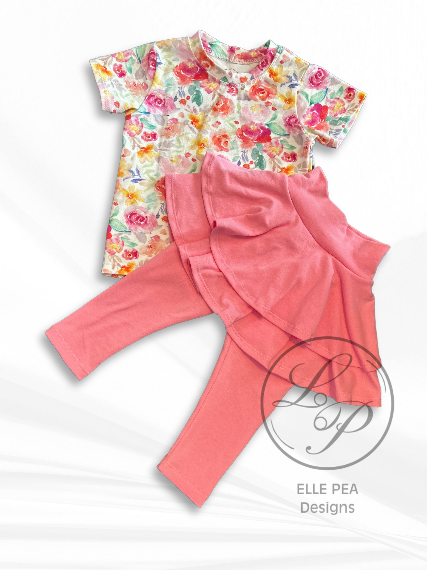 Floral Tee with Double Skirted Leggings - 12M