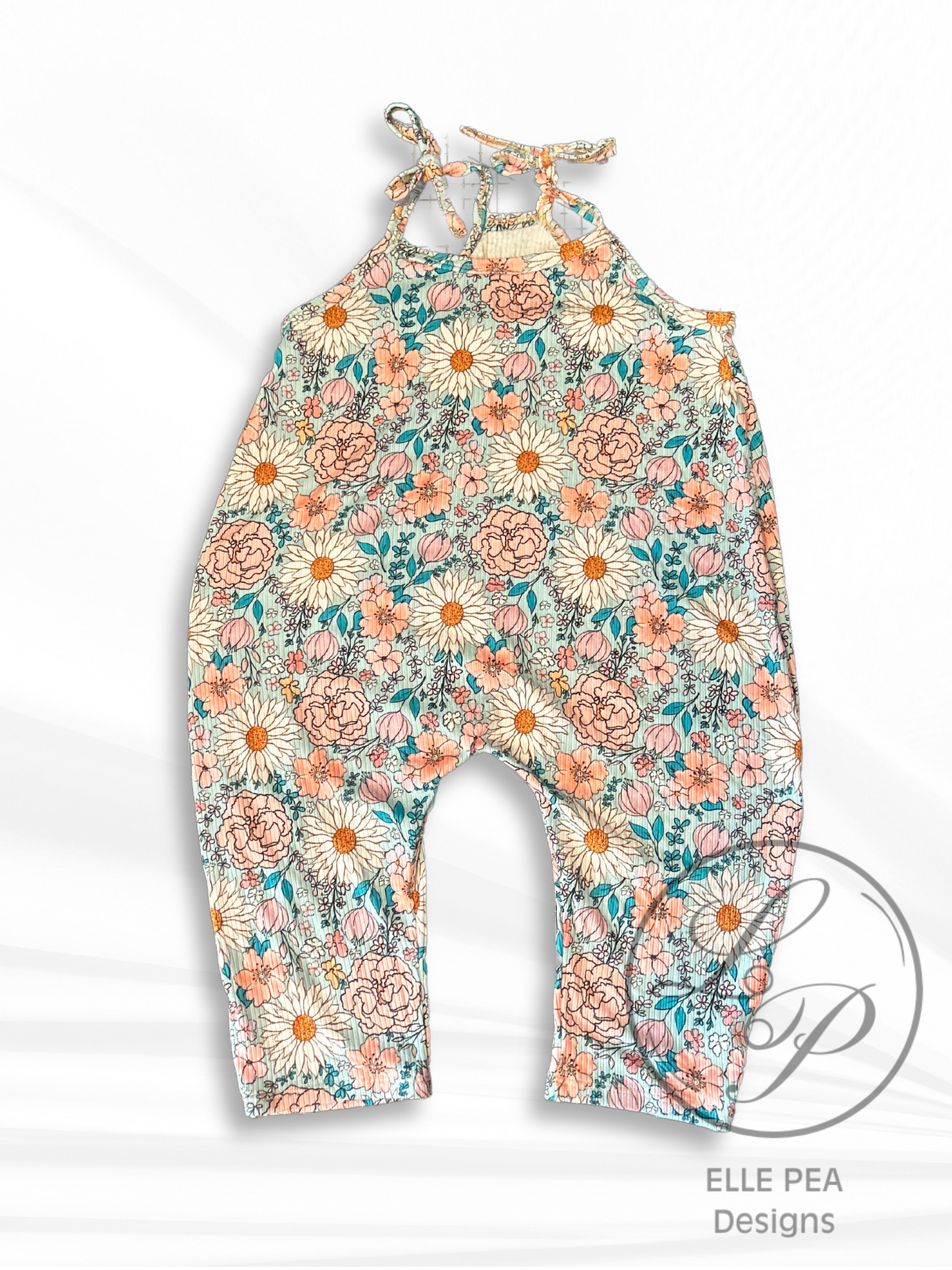 Aqua Floral Terran Romper - 3T