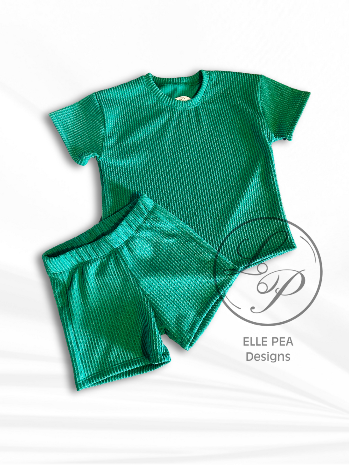 Emerald Urban Rib Oversized Tee an Casual Crew Shorts - 3T