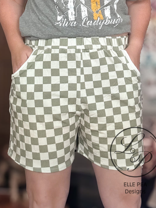 Olive Shorts Green checks (Adult) Made To Order