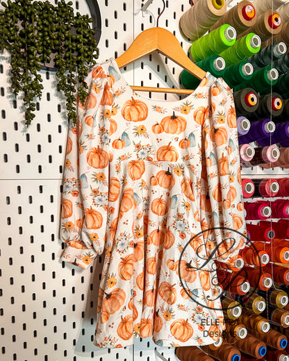 Petal Dress with a Twirl Skirt Pumpkin Floral (Youth) Made To Order