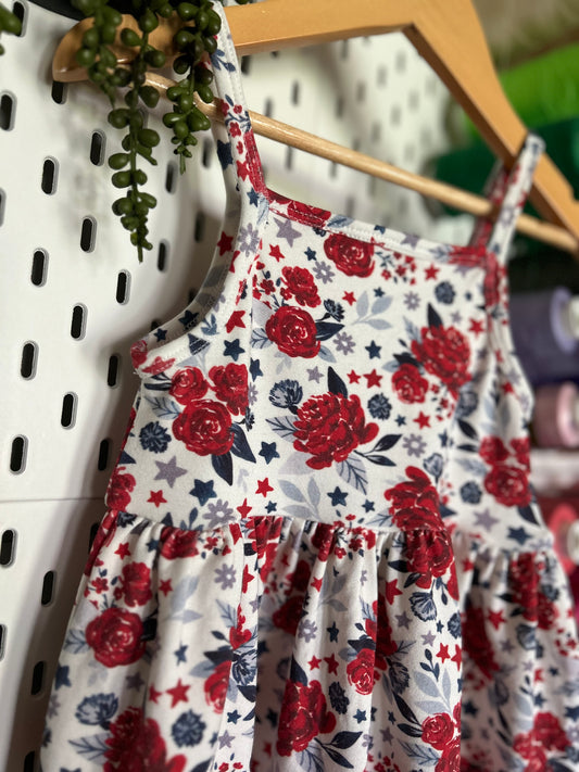 Margo Cami Dress Patriotic Floral (Youth) Made To Order