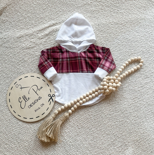 Hooded Tee - Pink Plaid (0-3M)