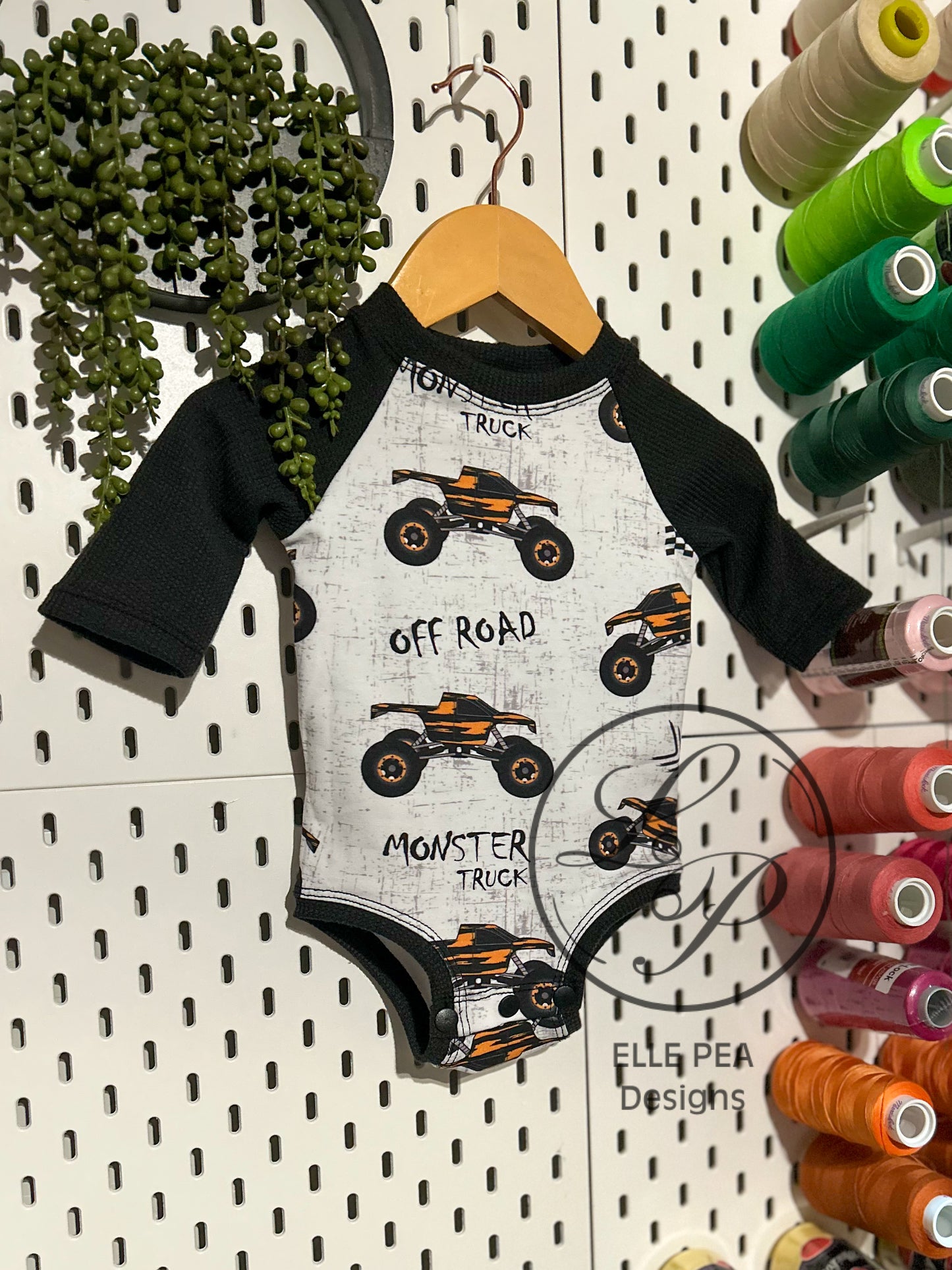 Monster Truck Raglan Bodysuit (Youth)  Ready To Ship