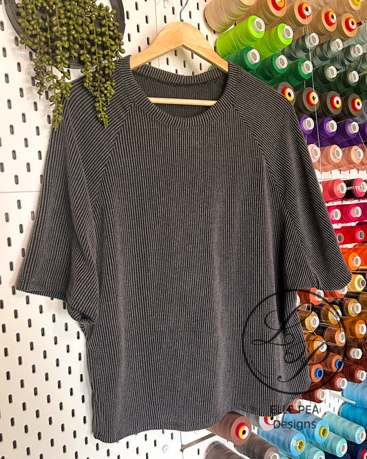 Retro Raglan Charcoal Urban Rib (Adult) Ready To Ship