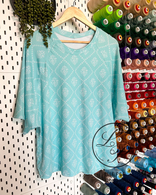 Retro Raglan in Turquoise Floral (Adult) Made To Order