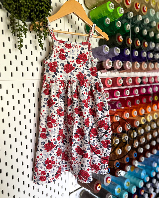 Margo Cami Dress Patriotic Floral (Youth) Ready To Ship