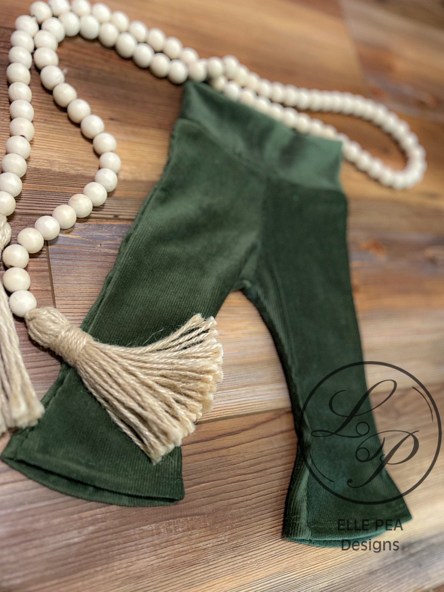 Daphne Flares Green Knit Corduroy (Youth)  Ready To Ship