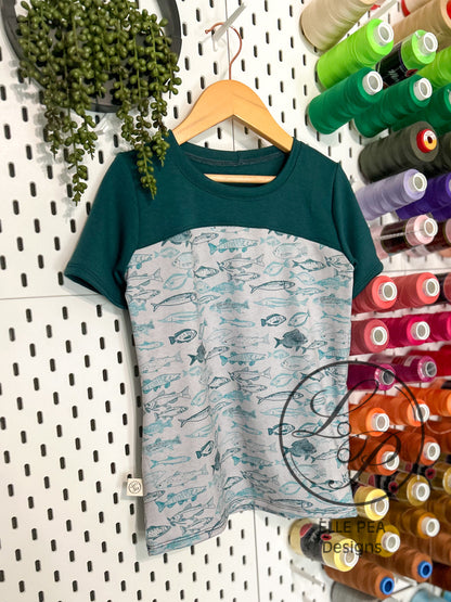 Timber Wolf Colorblock Fish Tee  (Youth) Made To Order