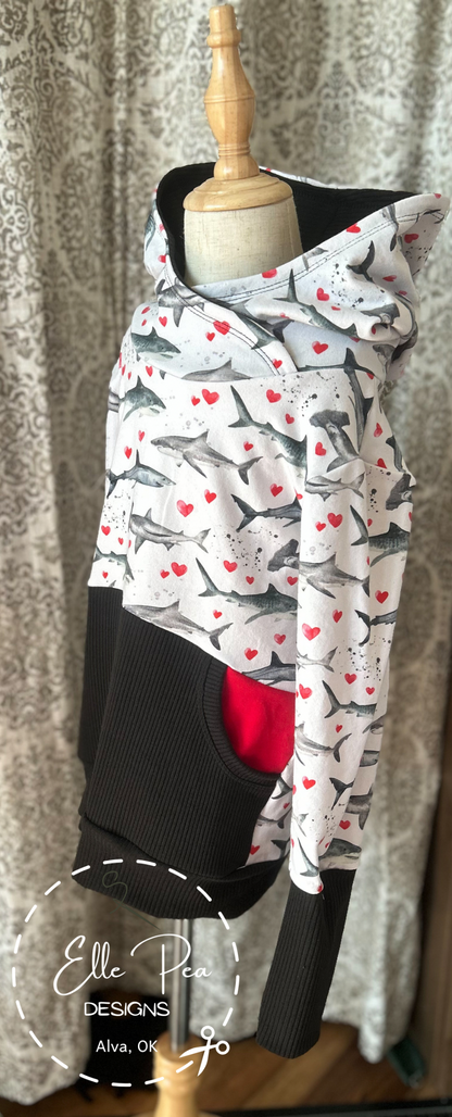 Shark Grow With Me Hoodie - 6Y - 9Y