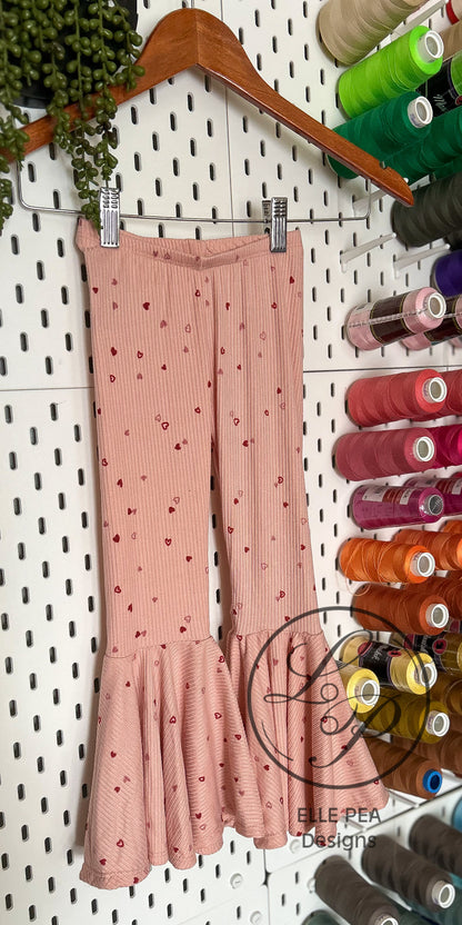Daphne Bell bottoms Pink with Red Hearts