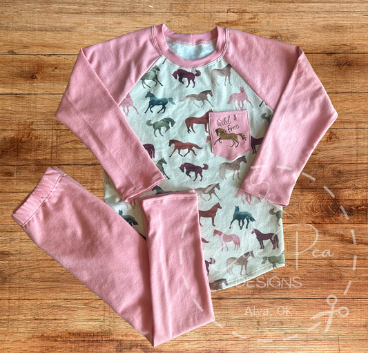 OOAK Sand Lot Tee Horses and leggings - 4T