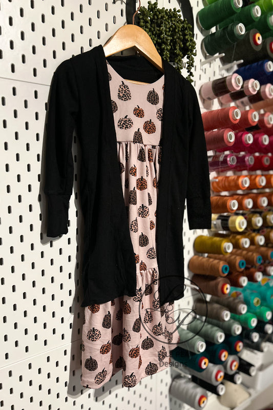 Magnolia Pumpkin Dress with Balck Duster - 2T