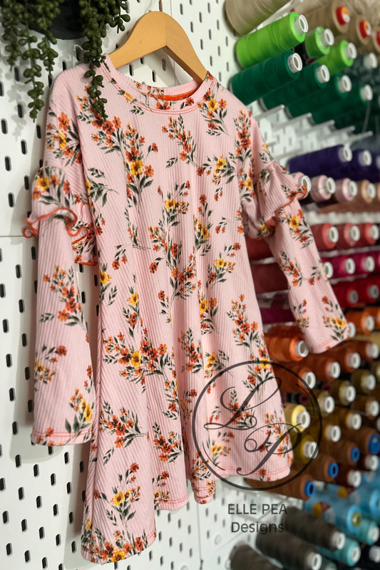 Flutter Sleeve Dolman Dress Pink Floral