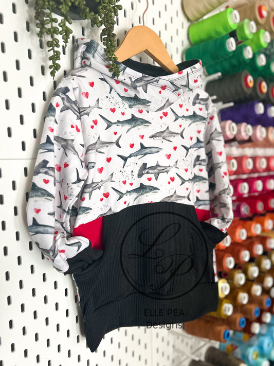 Shark Grow With Me Hoodie - 6Y - 9Y