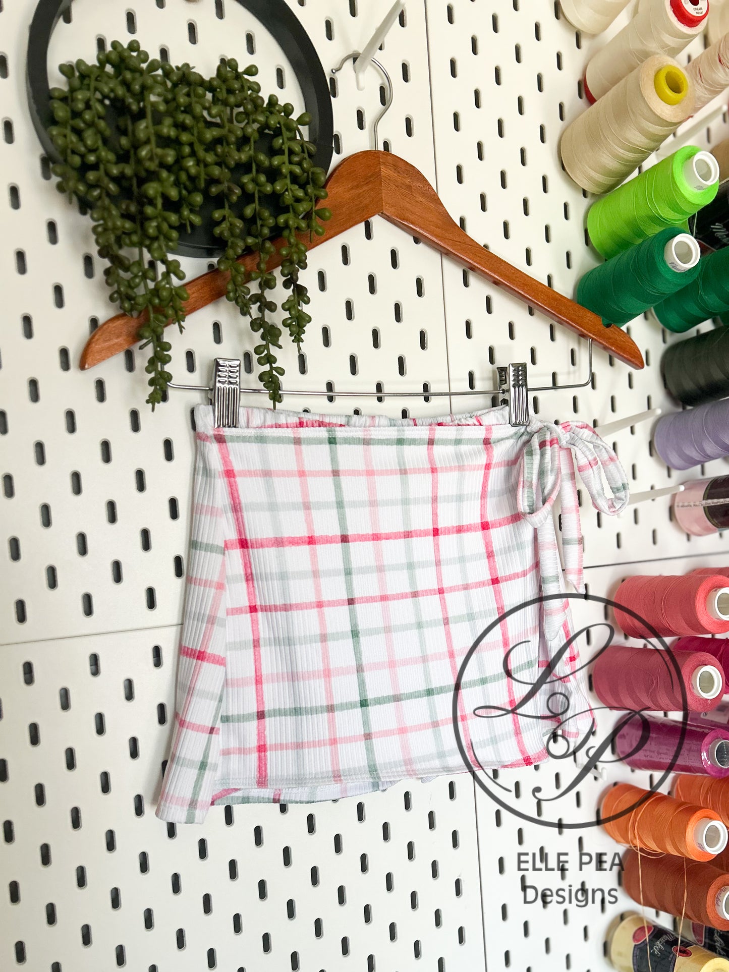 Ginger Skort Pink and Green Plaid (Youth) Ready To Ship