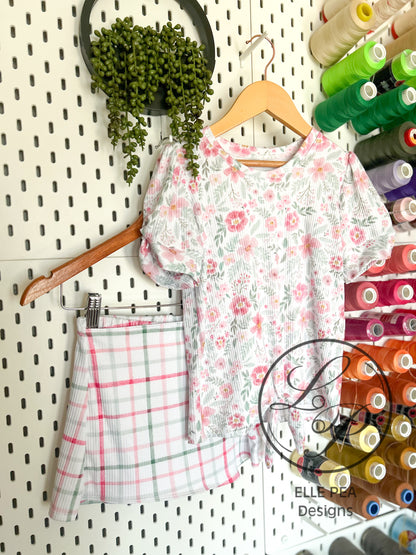 Ginger Skort Pink and Green Plaid (Youth) Ready To Ship