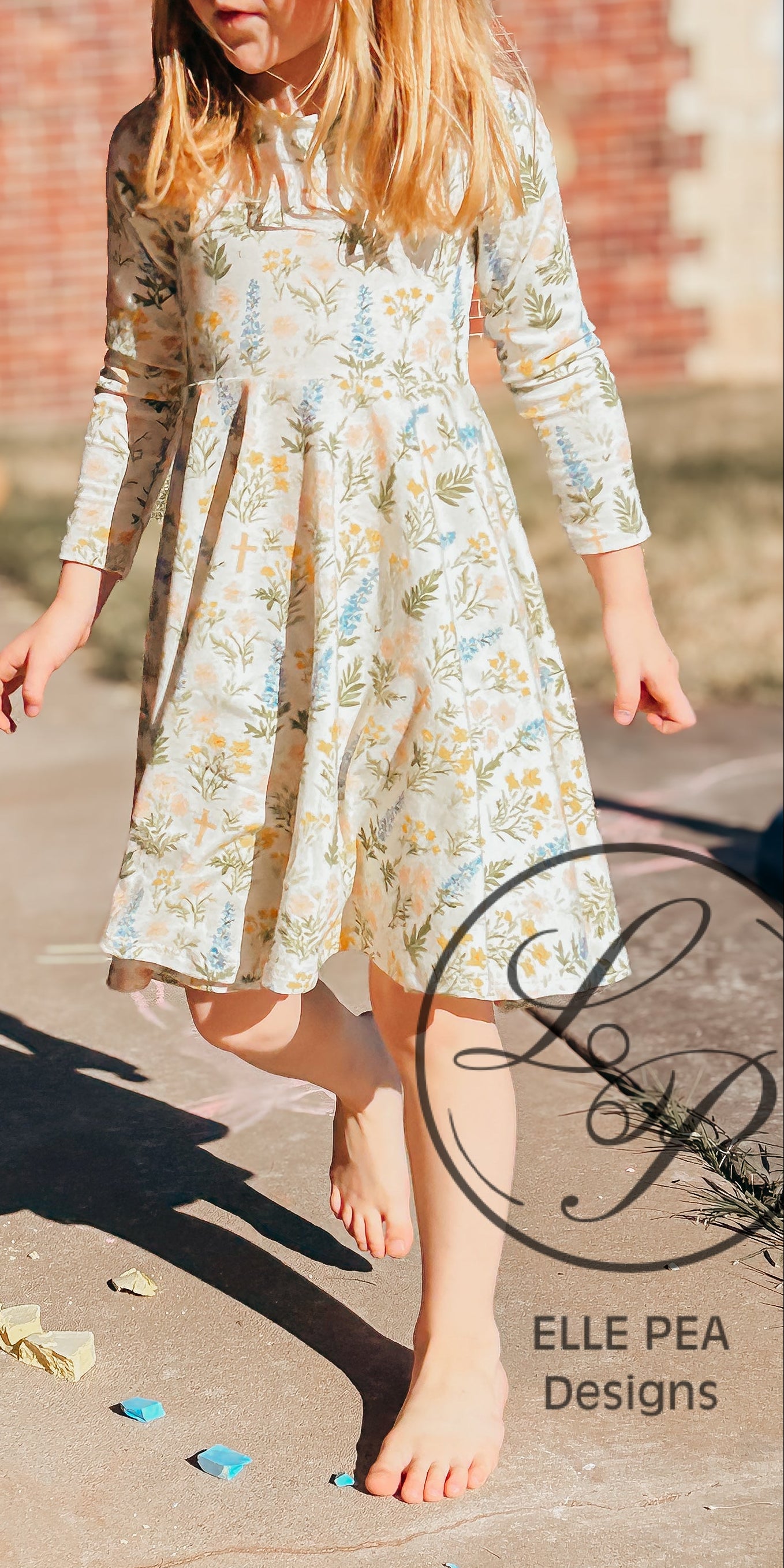 Twirl Dress Floral Crosses (Youth) Made To Order