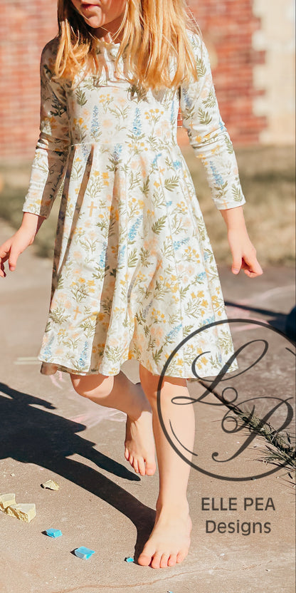 Twirl Dress Floral Crosses (Youth) Made To Order
