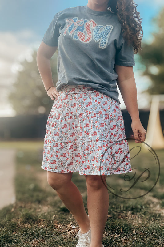 Tessa Tiered Skort  (Youth & Adult) Fourth Of July Pre-Order