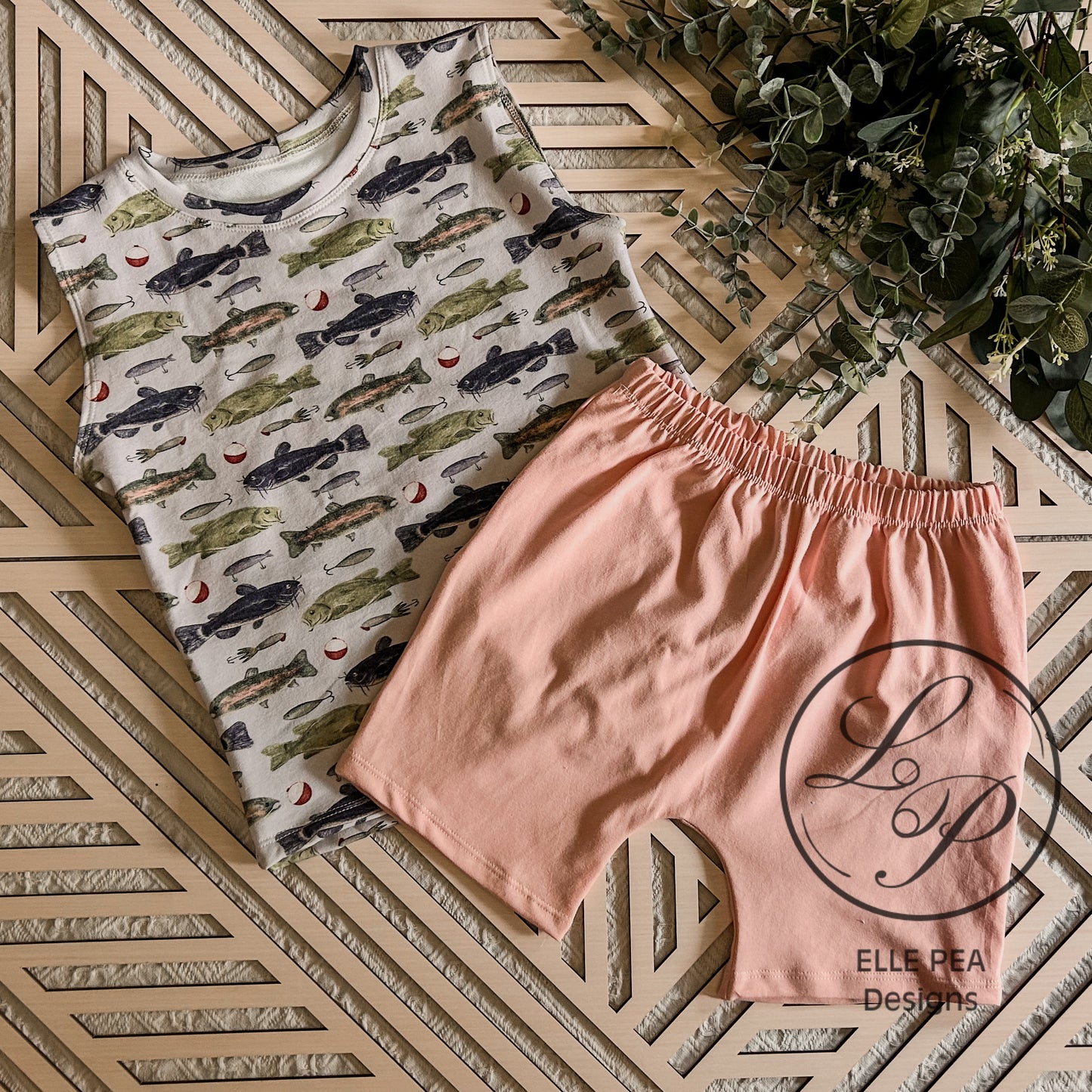 Sporty Tank and Play Shorts in Fish (Youth) Made To Order