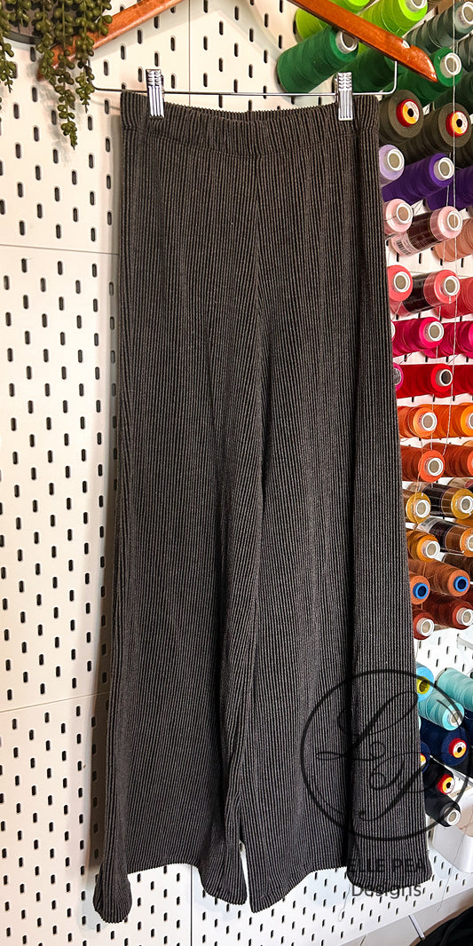 Daphne Wide Leg Pants in Charcoal Uran Rib (Adult) Ready To Ship